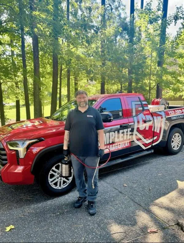 Dennis, founder of Complete Pest Management, ready for a service call in Newport News